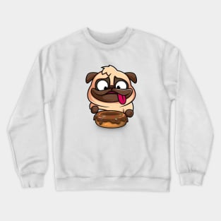 Hungry Dog, Pug, Love, Eating, Donut, Cute, Dog Lover, Gift, Funny Crewneck Sweatshirt